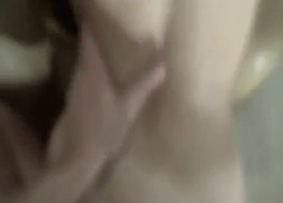 Miniature blonde sister sucks a dick in POV mode
